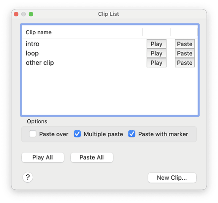 Clip list
