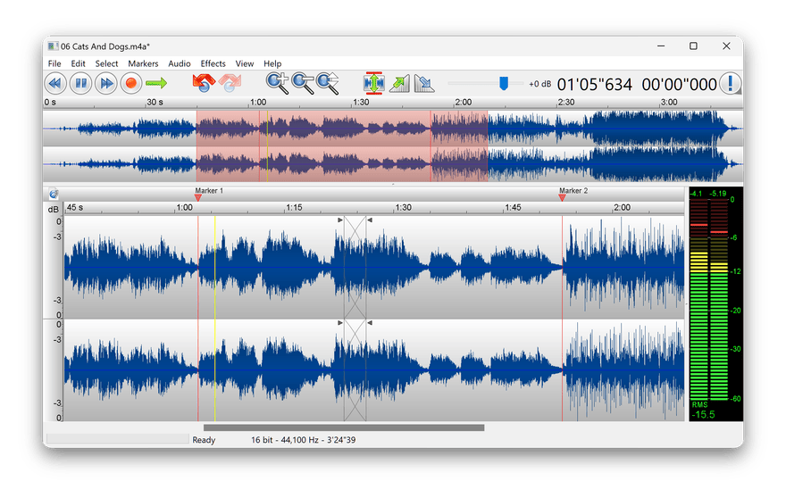 The TwistedWave audio editor for Windows
